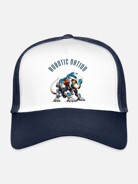 Nation robotique 4 - Casquette trucker  - blanc/marine - Devant