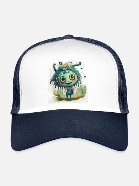 Monstres - Casquette trucker  - blanc/marine - Devant