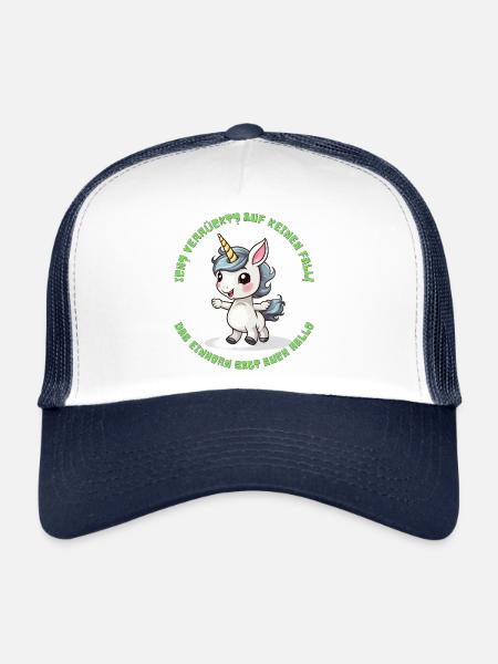 Cute Unicorn Saying Print - Trucker Cap - white/navy - Front