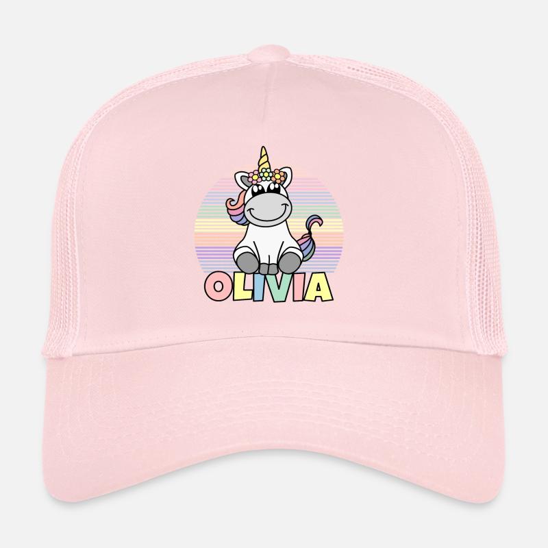 Olivia Unicorn Name Trucker Cap