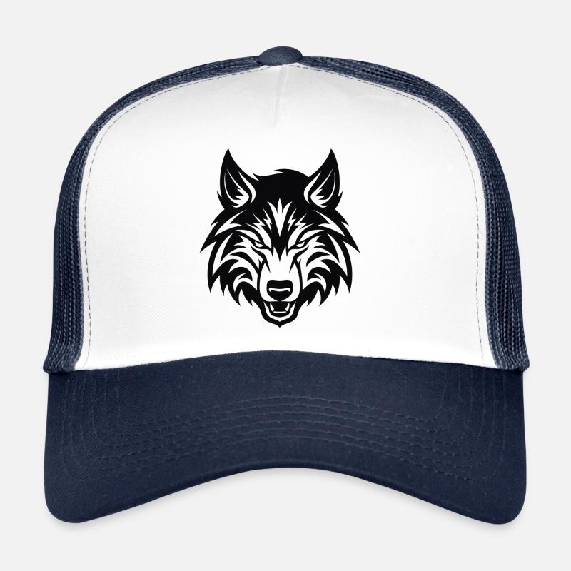 Emblème de loup - Casquette trucker  - blanc/marine