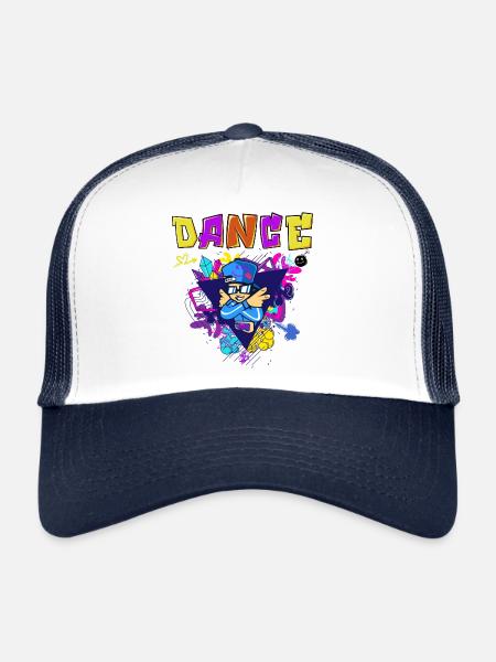 Vibrant breakdance style print design - Trucker Cap - white/navy - Front