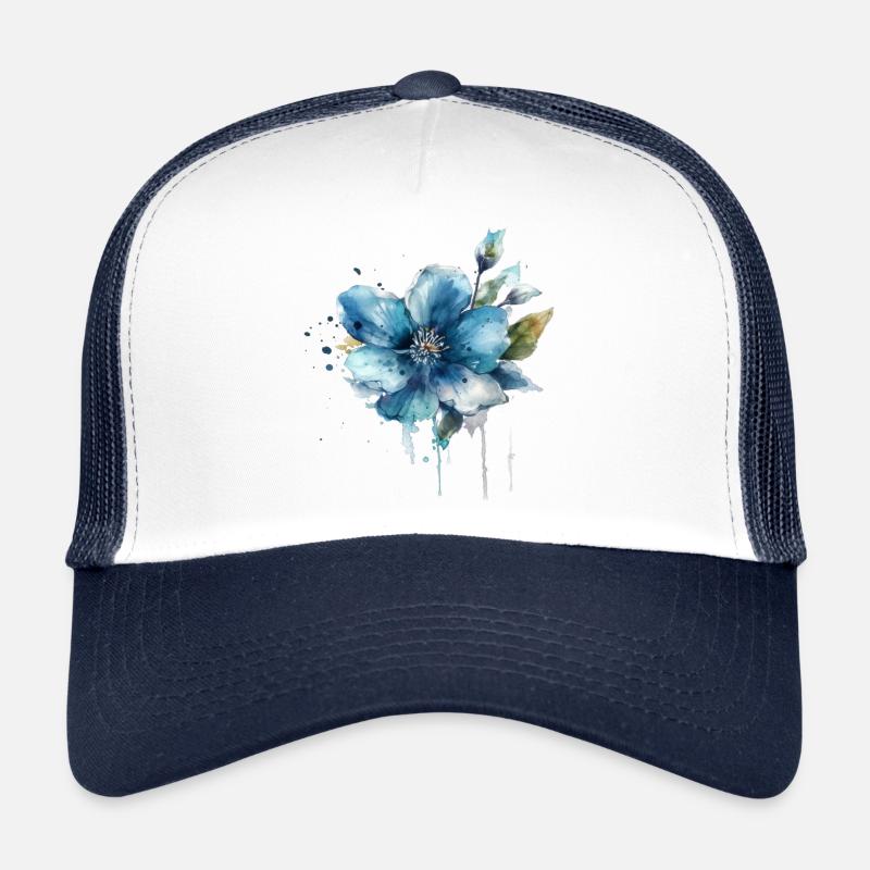 Blaue Blüte - Trucker Cap - Weiß/Navy