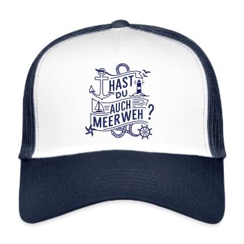 Hast du auch Meerweh - Trucker Cap - Weiß/Navy - Vorne