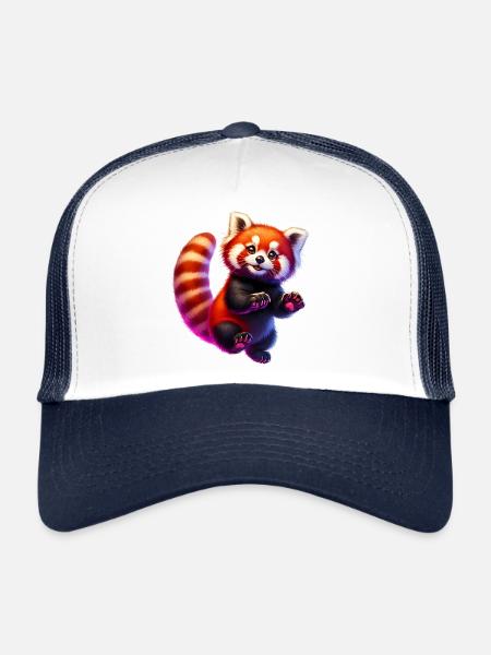 Petit panda - Casquette trucker  - blanc/marine - Devant