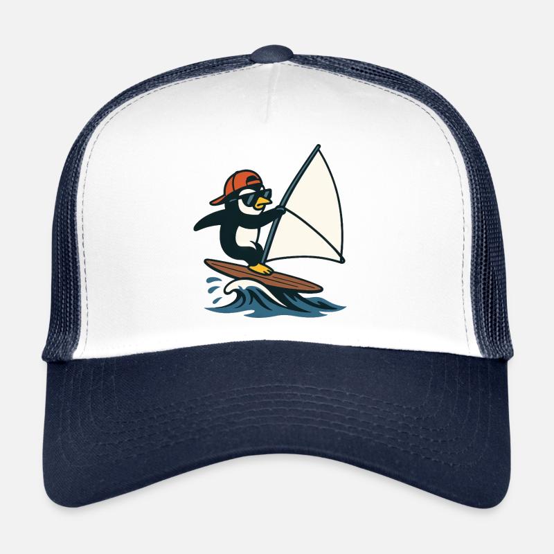 Cool Penguin Windsurfing Summer Water Sports Trucker Cap