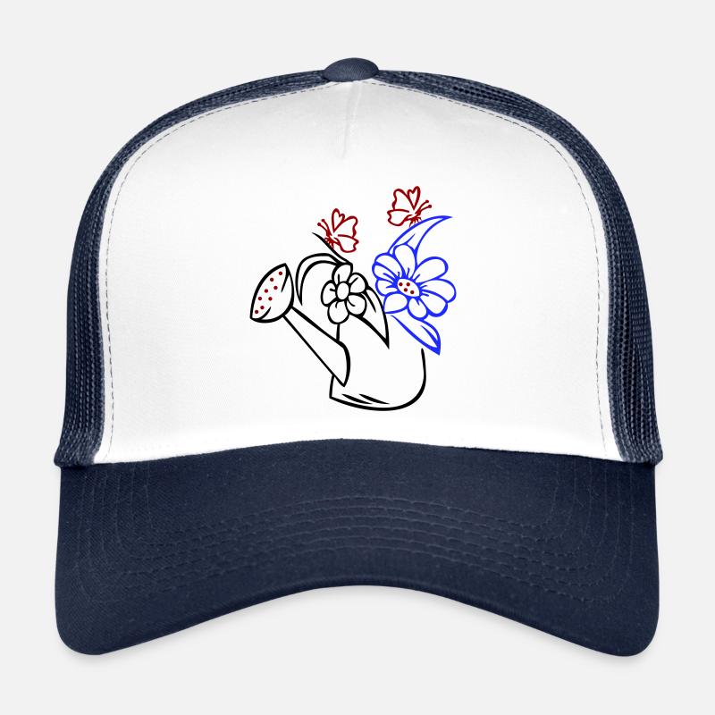 Arrosoir avec des fleurs et des papillons Casquette trucker 
