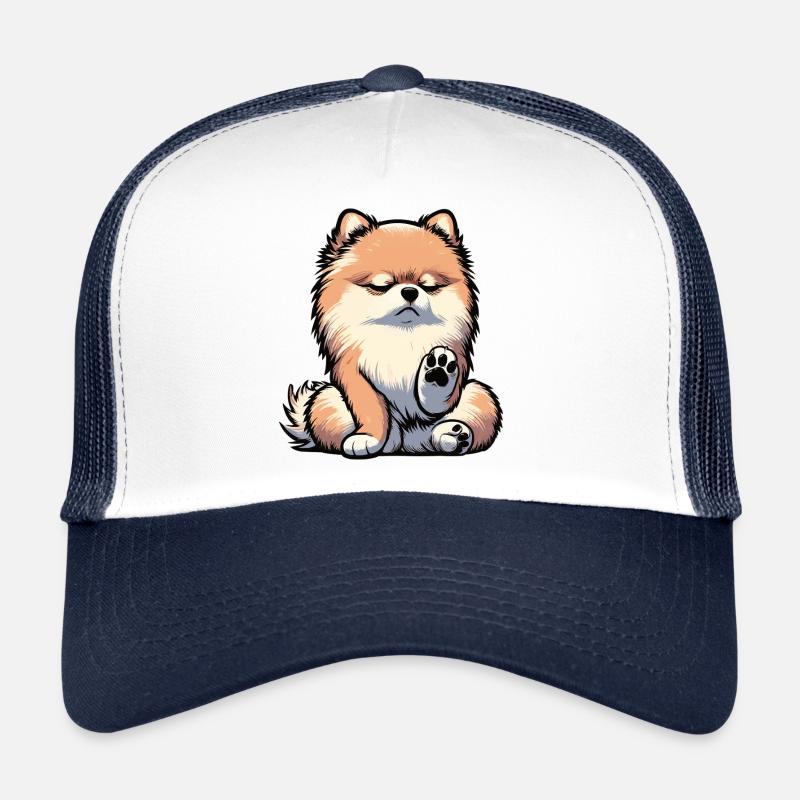 Zwergspitz Zwergspitze Spitzhund Zwergspitzhalter - Trucker Cap - Weiß/Navy