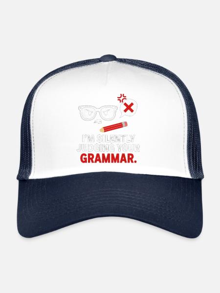 T-shirt de juge de grammaire silencieuse - Casquette trucker  - blanc/marine - Devant
