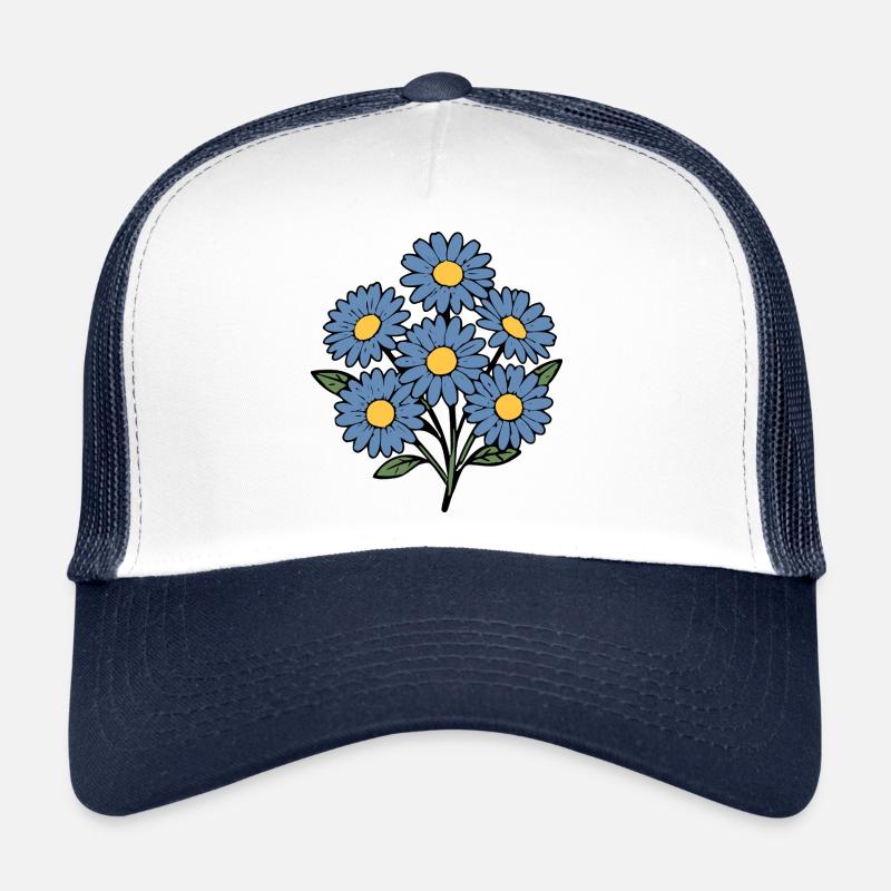 Flower Blue Flowers Blossom Bouquet Trucker Cap