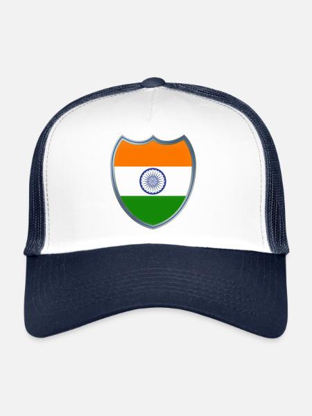 Inde (Indien_Wappen) - Casquette trucker  - blanc/marine - Devant