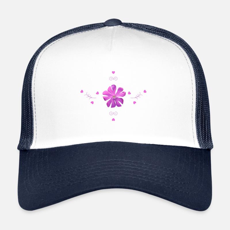 Lichtnelke rosa Blume - Trucker Cap - Weiß/Navy