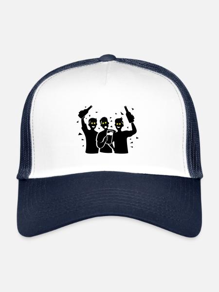 L’équipe de l’enterrement de vie de garçon et de garçon - Casquette trucker  - blanc/marine - Devant