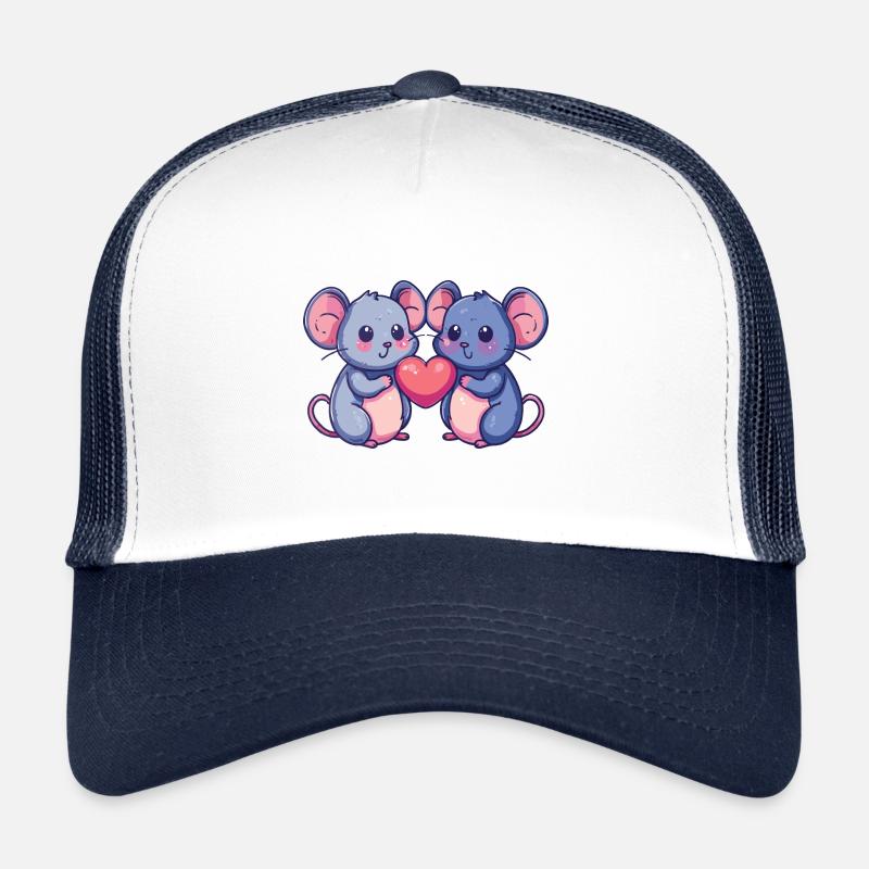 Maus Paar Liebe Couple Verliebt - Trucker Cap - Weiß/Navy