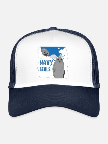 Navy SEALs - Casquette trucker  - blanc/marine - Devant