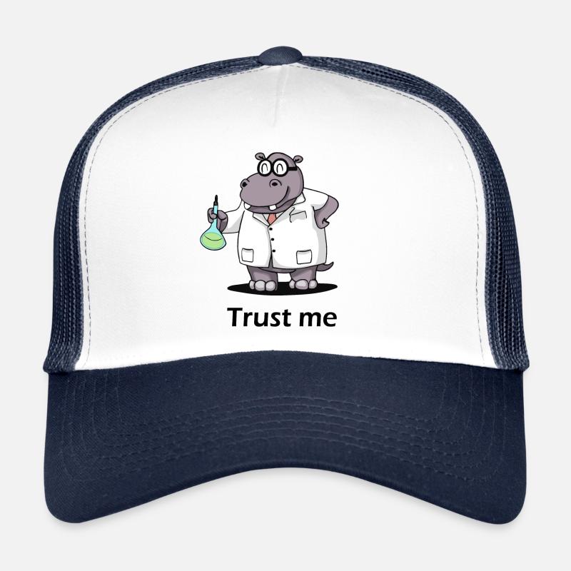 Nilpferd im Labor - Trucker Cap - Weiß/Navy