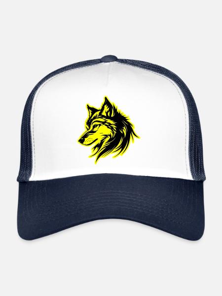 Silhouette de loup - Casquette trucker  - blanc/marine - Devant