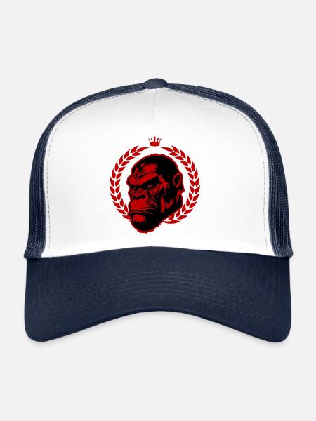 Tête de gorille - Casquette trucker  - blanc/marine - Devant