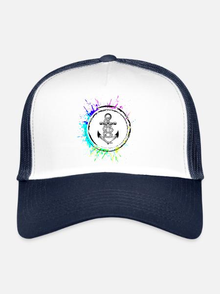 Anchor Silhouette Symbol - Trucker Cap - white/navy - Front