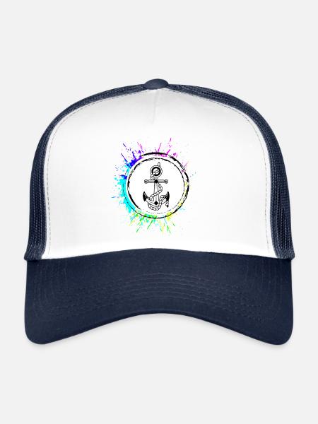 Anchor Icon Sign - Trucker Cap - white/navy - Front