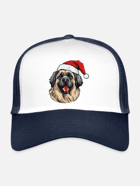Leonberger Dog Christmas Portrait Xmas - Trucker Cap - white/navy - Front