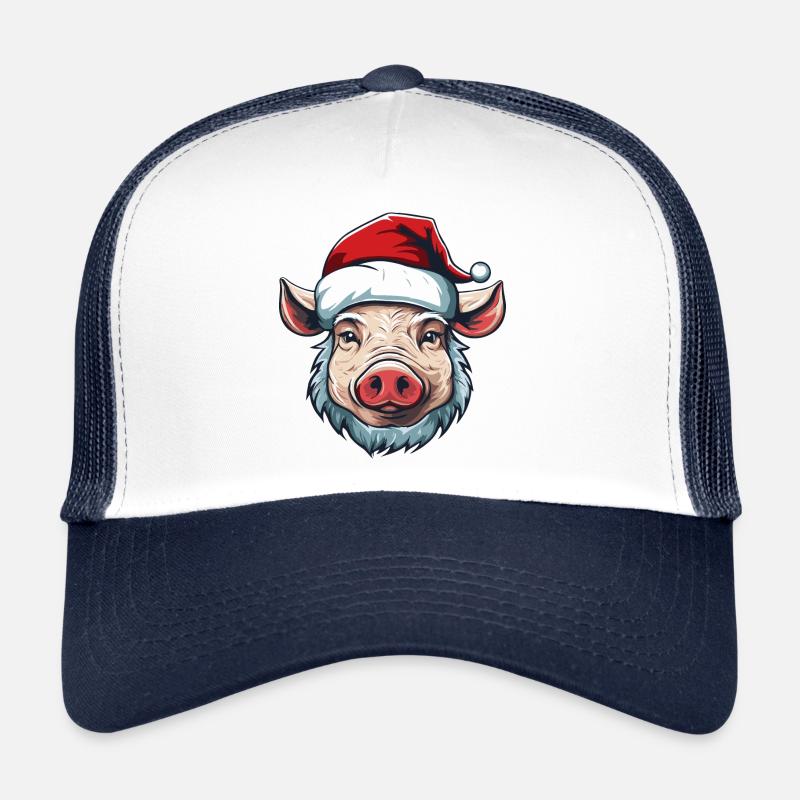 Pig Christmas Sow Portrait Xmas Trucker Cap