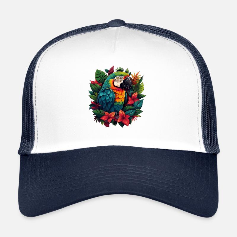 Tropen Papagei - Trucker Cap - Weiß/Navy