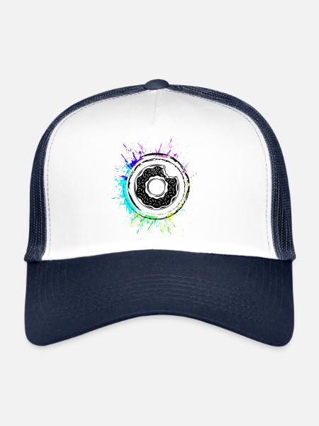 Beignet Manger Coloré - Casquette trucker  - blanc/marine - Devant