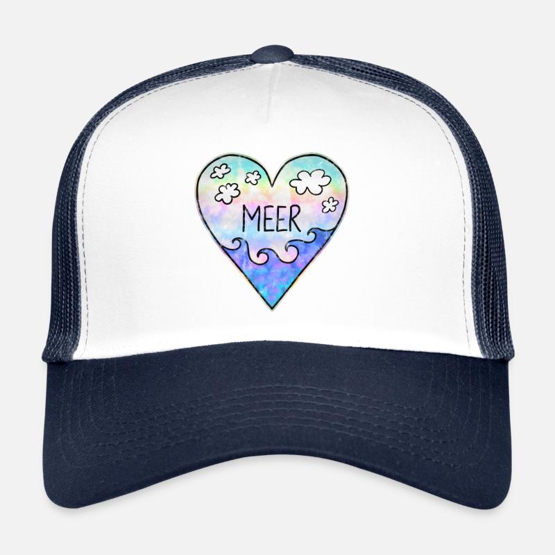 J’aime la mer, le cœur, les vagues, l’été, le surf Casquette trucker 