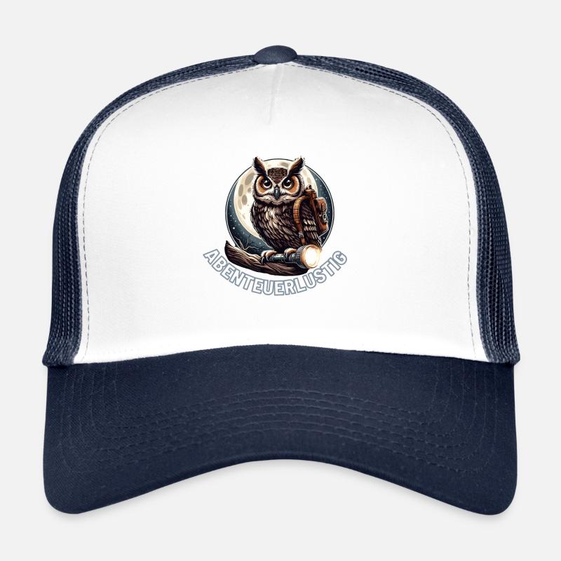 Abenteuerlustige Eule - Trucker Cap - Weiß/Navy
