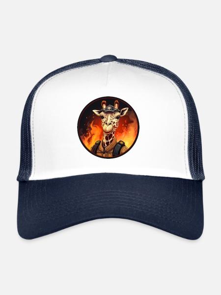 Girafes des pompiers - Casquette trucker  - blanc/marine - Devant