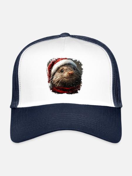 Noël de la taupe - Casquette trucker  - blanc/marine - Devant