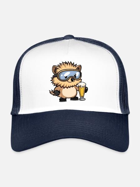 hérisson après-ski bière bande dessinée - Casquette trucker  - blanc/marine - Devant