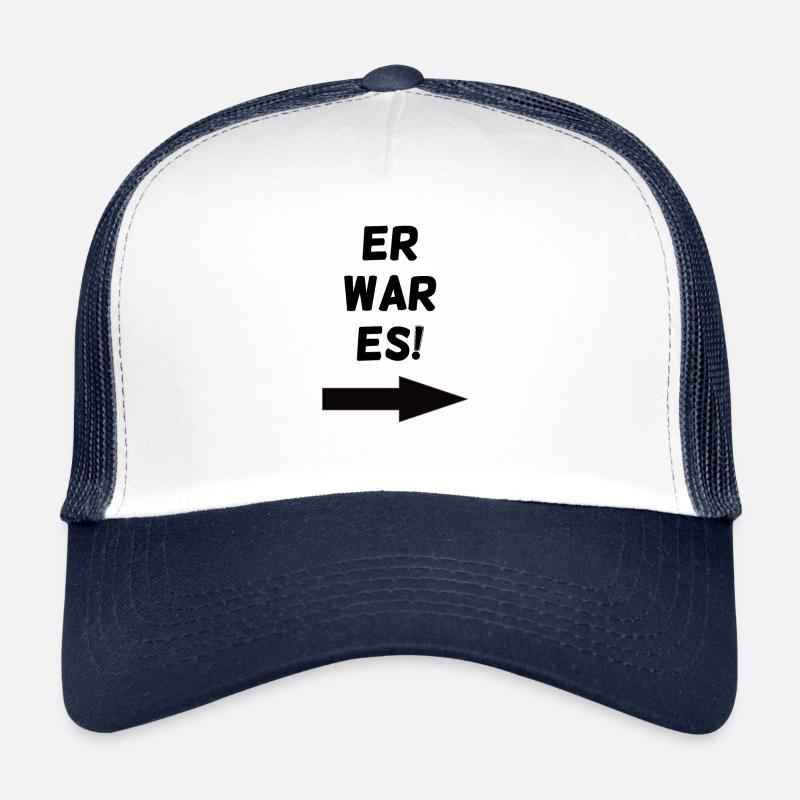Lustiger Spruch Er war es schwarz - Trucker Cap - Weiß/Navy