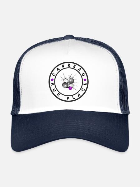 boule logo carreau sur place lila - Casquette trucker  - blanc/marine - Devant