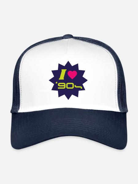 i Love the 90's J'adore les années 90 Funky House - Casquette trucker  - blanc/marine - Devant