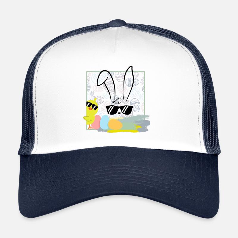 cool easter bunny with sunglasses easter easter eggs Trucker Cap
