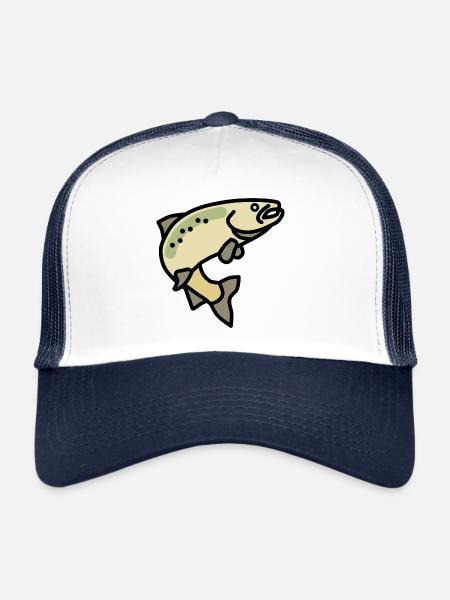 Jumping Salmon - Trucker Cap - white/navy - Front