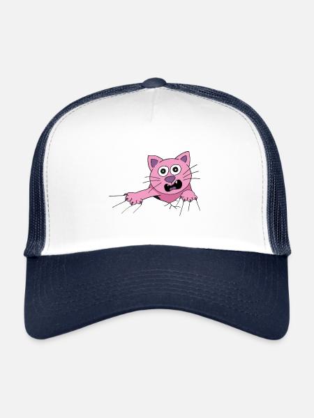 Cat screams for help - Trucker Cap - white/navy - Front