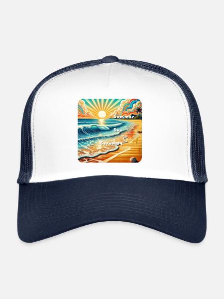 sunset beach - Trucker Cap - white/navy - Front