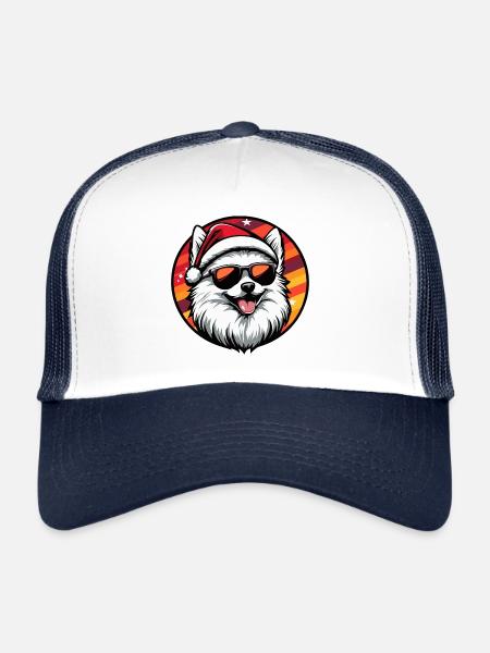 Pomeranian Dog Christmas Cool Pomeranian - Trucker Cap - white/navy - Front