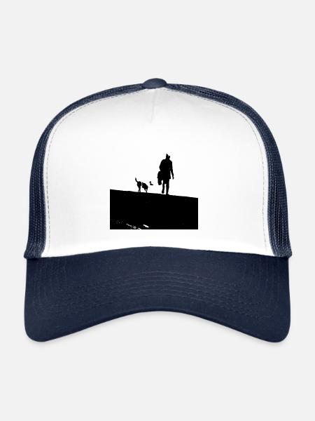 A Walk with my dog - Spaziergang mit dem Hund - Trucker Cap - white/navy - Front