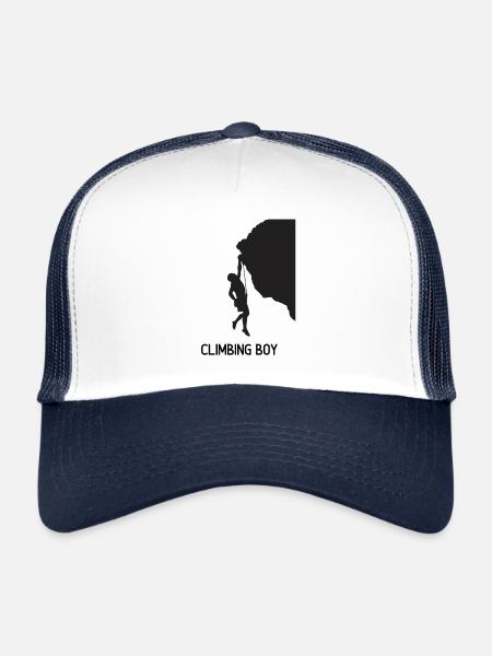 Escalade, garçon, grimpeur, bloc - Casquette trucker  - blanc/marine - Devant