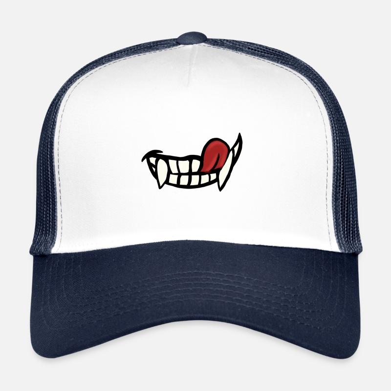 Vampir Lächeln Fratze Comic - Trucker Cap - Weiß/Navy