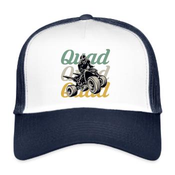quad quad quad - Trucker Cap - Weiß/Navy - Vorne