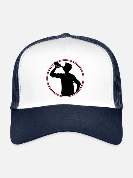 Buveur Bière Silhouette - Casquette trucker  - blanc/marine - Devant