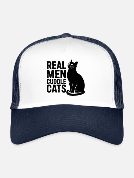Real men cuddle cats! Cats Dad Kitten - Trucker Cap - white/navy - Front