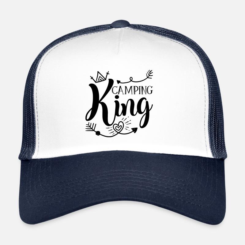 Camping King Shirt Geschenk - Trucker Cap - Weiß/Navy