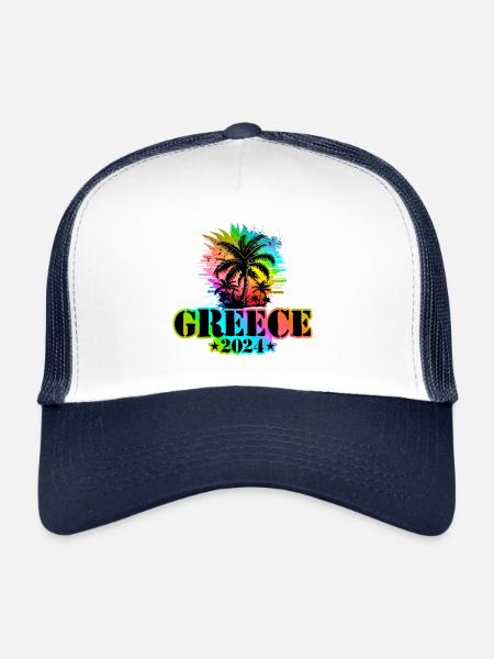 Greece 2024 Holiday Colorful - Trucker Cap - white/navy - Front
