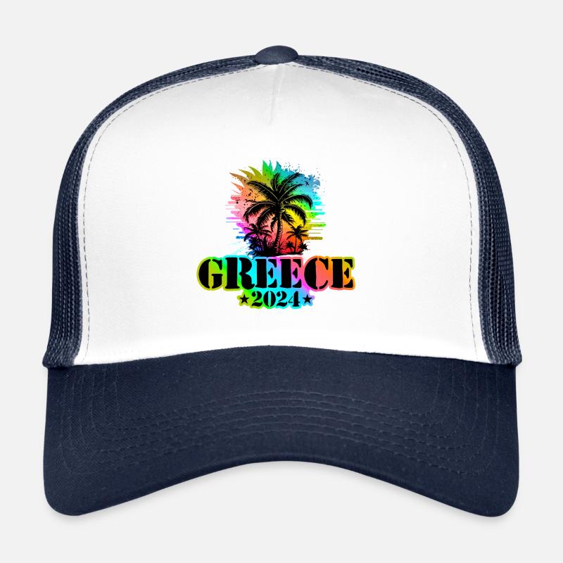 Griechenland 2024 Urlaub Bunt - Trucker Cap - Weiß/Navy